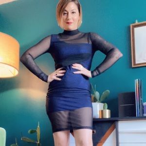 French connection dress sheer long sleeves